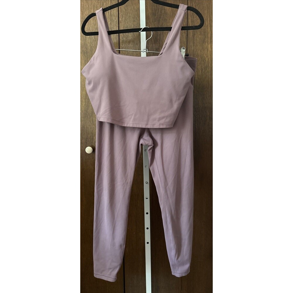 Harmony & Balance 2-Piece Yoga/Sports Bra Leggings Set Purple Padded Sz Large